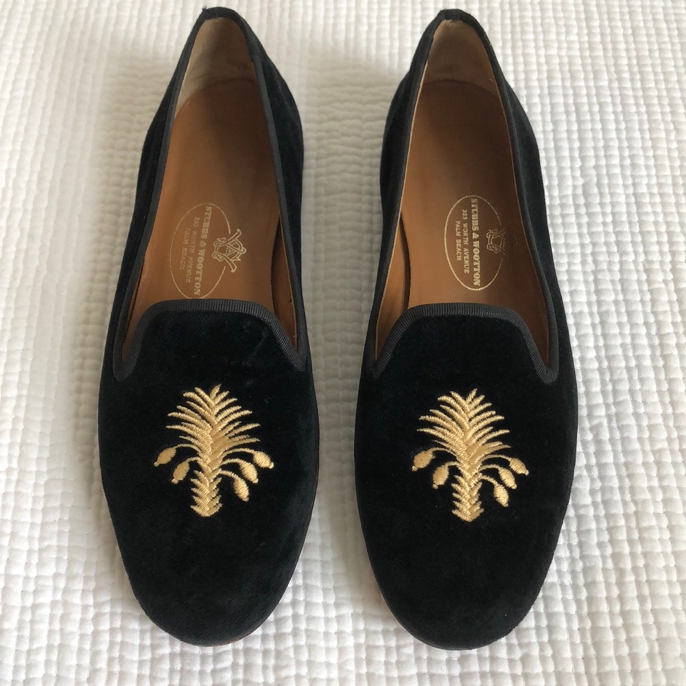 Black Velvet Stubbs & Wootton Slipper/Loafer